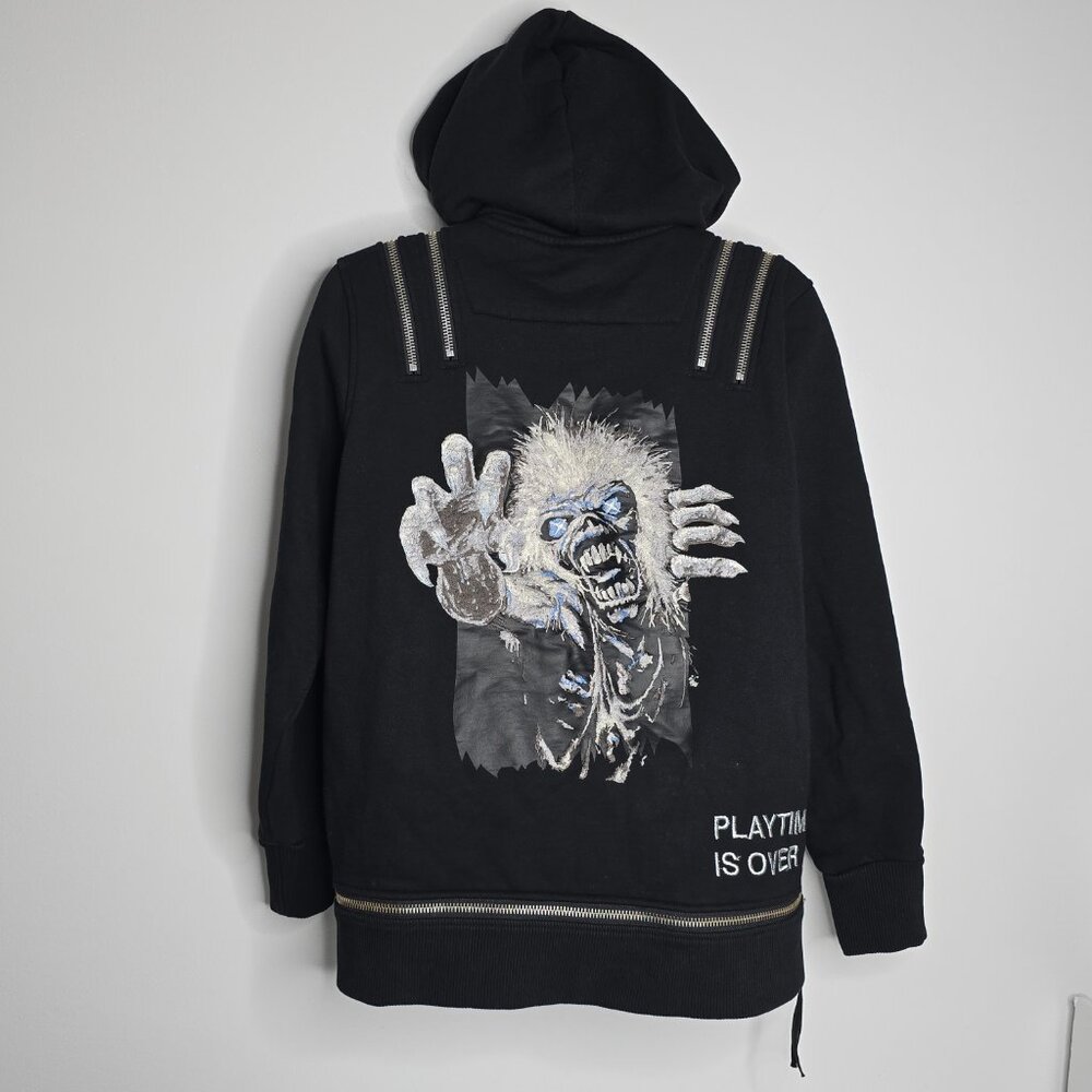 Cult of Individuality Hoodie Mens Medium Black Graphic Playtime is Over Pullover